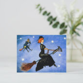 ハロウィン飛んでいるに見られる魔女 ポストカード (スタンド正面)