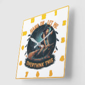 ハロウィン飛んでいるの夜に眉を付けた魔女 スクエア壁時計 (傾斜)