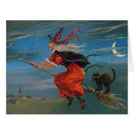 ハロウィン飛んでいるの夜に黒猫がいる魔女