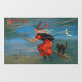 ハロウィン飛んでいるの夜に黒猫がいる魔女 ウィンドウサイン (シート)