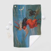 ハロウィン飛んでいるの夜に黒猫がいる魔女 ゴルフタオル (インサイチュ)