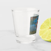 ハロウィン飛んでいるの夜に黒猫がいる魔女 ショットグラス (左)