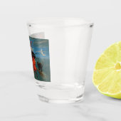 ハロウィン飛んでいるの夜に黒猫がいる魔女 ショットグラス (右)