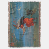 ハロウィン飛んでいるの夜に黒猫がいる魔女 スローブランケット (正面縦)