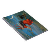 ハロウィン飛んでいるの夜に黒猫がいる魔女 ノートブック (右側)