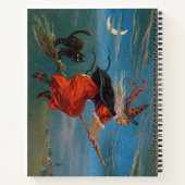 ハロウィン飛んでいるの夜に黒猫がいる魔女 ノートブック (裏面)