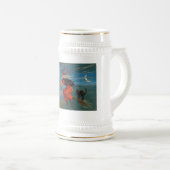 ハロウィン飛んでいるの夜に黒猫がいる魔女 ビールジョッキ (正面右)