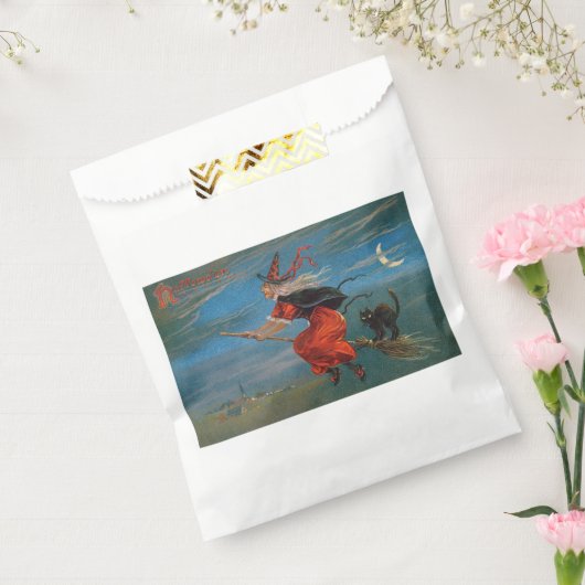 ハロウィン飛んでいるの夜に黒猫がいる魔女 フェイバーバッグ (封をした状態)