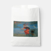 ハロウィン飛んでいるの夜に黒猫がいる魔女 フェイバーバッグ (正面)