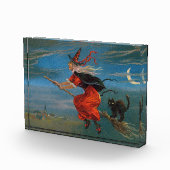 ハロウィン飛んでいるの夜に黒猫がいる魔女 フォトブロック (右)