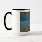 ハロウィン飛んでいるの夜に黒猫がいる魔女 マグカップ (左)