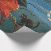 ハロウィン飛んでいるの夜に黒猫がいる魔女 ラッピングペーパー (角)