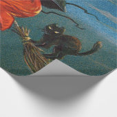 ハロウィン飛んでいるの夜に黒猫がいる魔女 ラッピングペーパー (角)