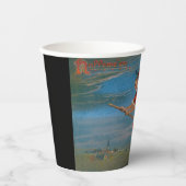 ハロウィン飛んでいるの夜に黒猫がいる魔女 紙コップ (正面)