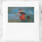 ハロウィン飛んでいるの夜に黒猫がいる魔女 長方形シール (バッグ)