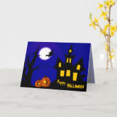 ハロウィン飛んでいるの夜の魔女 カード (黄色い花)