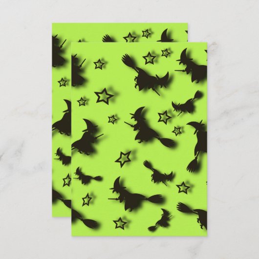 ハロウィン飛んでいるの夜3Dで星の間の魔女 (正面/裏面)