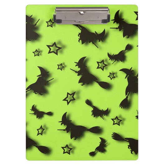 ハロウィン飛んでいるの夜3Dで星の間の魔女 クリップボード (正面)