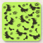 ハロウィン飛んでいるの夜3Dで星の間の魔女 コースター (正面)