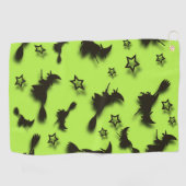ハロウィン飛んでいるの夜3Dで星の間の魔女 ゴルフタオル (横)