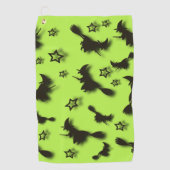 ハロウィン飛んでいるの夜3Dで星の間の魔女 ゴルフタオル (正面)