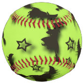 ハロウィン飛んでいるの夜3Dで星の間の魔女 ソフトボール (裏面)
