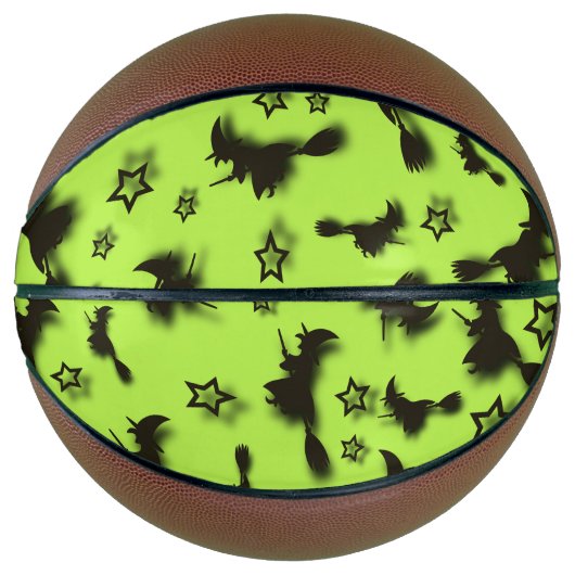 ハロウィン飛んでいるの夜3Dで星の間の魔女 バスケットボール (正面)