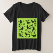 ハロウィン飛んでいるの夜3Dで星の間の魔女 プラスサイズTシャツ (デザイン正面)