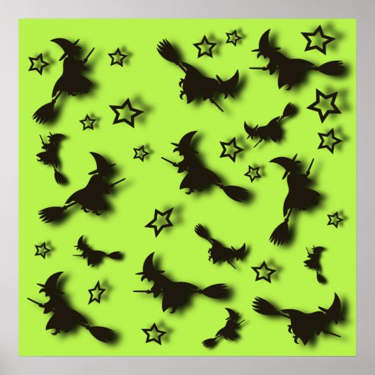 ハロウィン飛んでいるの夜3Dで星の間の魔女 ポスター (正面)