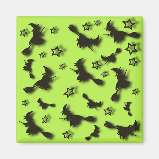 ハロウィン飛んでいるの夜3Dで星の間の魔女 マグネット (正面)