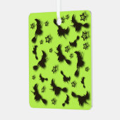 ハロウィン飛んでいるの夜3Dで星の間の魔女 メタルオーナメント (正面左)