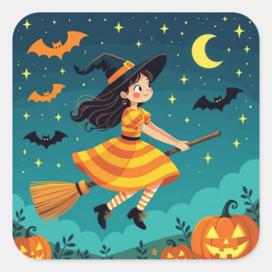 ハロウィン飛んでいるの間に スクエアシール (正面)