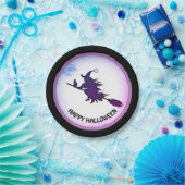 ハロウィン飛んでいるの魔女と黒猫 ペーパープレート (パーティー)