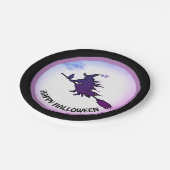 ハロウィン飛んでいるの魔女と黒猫 ペーパープレート (アングル)