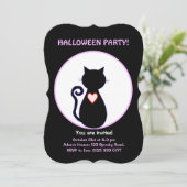 ハロウィン飛んでいるの魔女と黒猫 招待状 (スタンド正面)