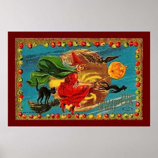 ハロウィン飛んでいるの魔女のポスター ポスター (正面)