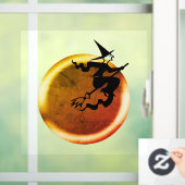 ハロウィン飛んでいるの魔女の金ゴールド満月の不気味 ウィンドウサイン (ホーム)