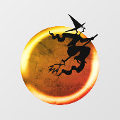 ハロウィン飛んでいるの魔女の金ゴールド満月の不気味 ウィンドウサイン (シート)