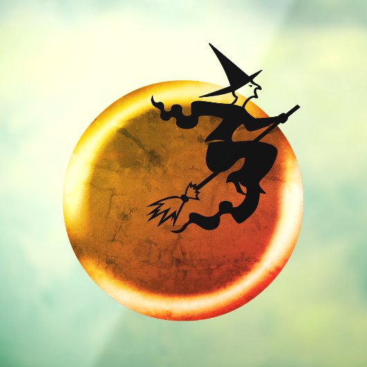 ハロウィン飛んでいるの魔女の金ゴールド満月の不気味 ウィンドウサイン (シート3)