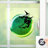 ハロウィン飛んでいるの魔女猫ネオン緑の満月 ウィンドウサイン (ホーム)