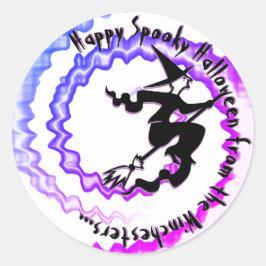 ハロウィン飛んでいるウィッカスタムチ魔法呪文文字 ラウンドシール