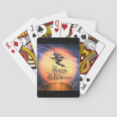 ハロウィン飛んでいるウィッチブロムカボチャトランプ トランプ (裏面)