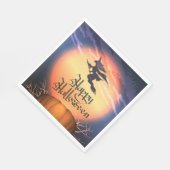 ハロウィン飛んでいるウィッチブロムパンプキンナプキン スタンダードランチョンナプキン (角)