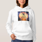 ハロウィン飛んでいるウィッチブロムパンプキンフード付きスウェットシャツ パーカ (正面)