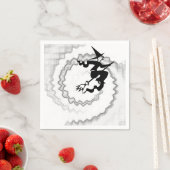 ハロウィン飛んでいるウィッチ魔法渦巻きおもしろい旋回 スタンダードカクテルナプキン (インサイチュ)