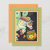 ハロウィン飛んでいるウマキャンディーコーン シーズンポストカード (正面/裏面)