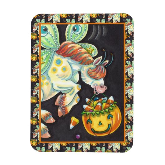 ハロウィン飛んでいるウマキャンディーコーン マグネット (縦)