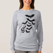 ハロウィン飛んでいる銀河系こうもりと星 Tシャツ (正面)