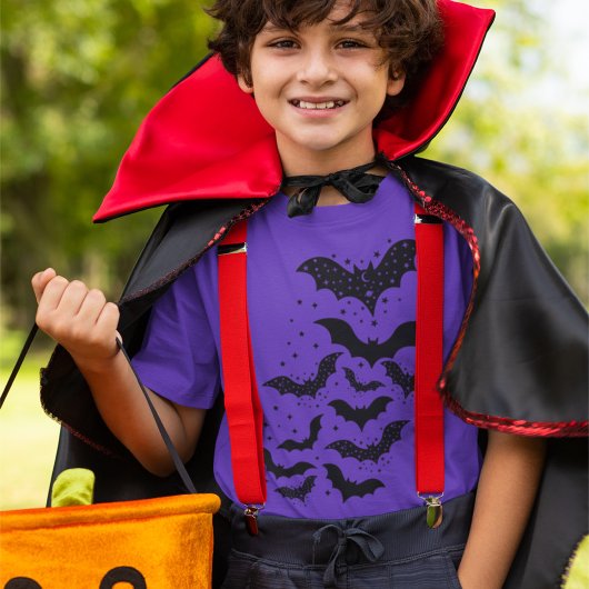 ハロウィン飛んでいる銀河系こうもりと星 Tシャツ