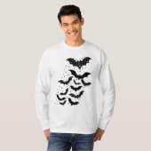 ハロウィン飛んでいる銀河系こうもりと星 Tシャツ (正面フル)